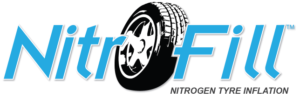 Nitrofill Nitrogen Tyre Inflation logo with blue text in while background