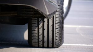 A close-up of a car’s tyre