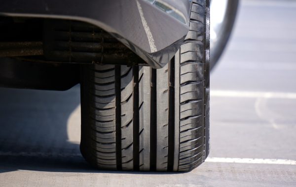 A close-up of a car’s tyre