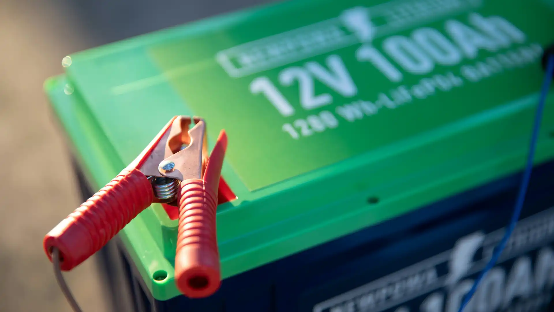 close up shot of a green hybrid car battery